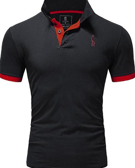 قميص بولو رجالي صيفي بأكمام قصيرة مطرز بجودة عالية ومناسب للعمل أو المناسبات الاجتماعية، مقاس