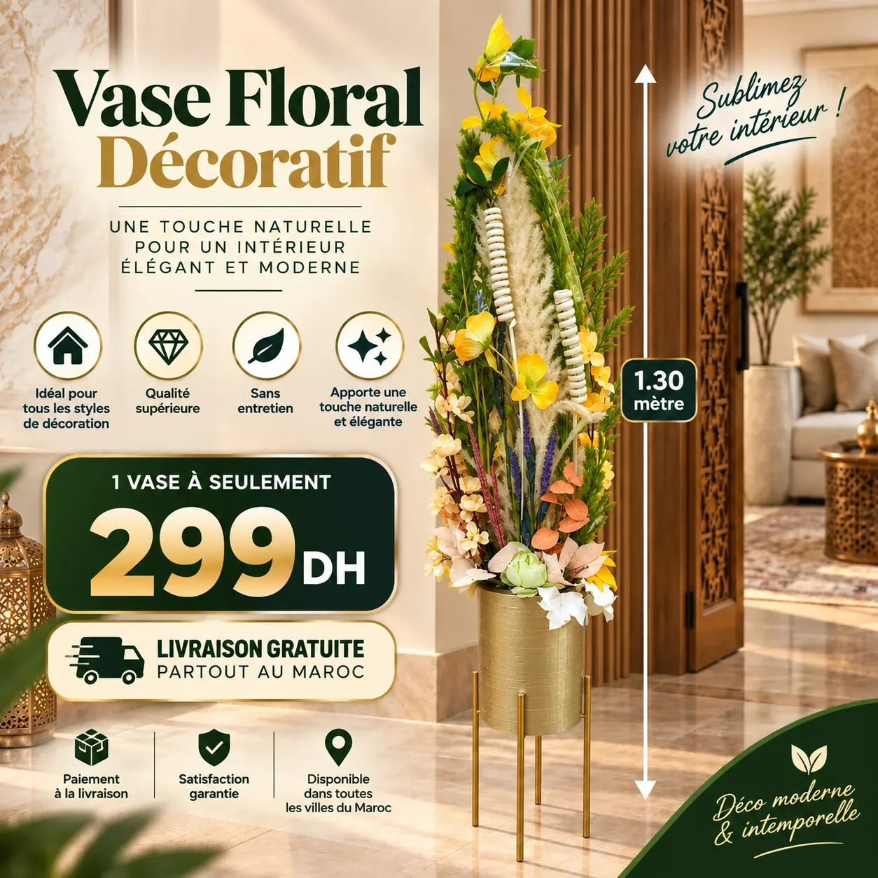 Vase Floral Décoratif – 1,30 m