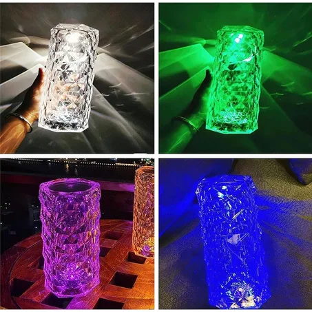 Lampe LED de luxe en cristal acrylique diamant - 16 couleurs
