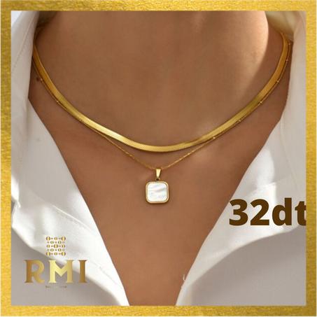 Collier à breloques carrées 2 pièces