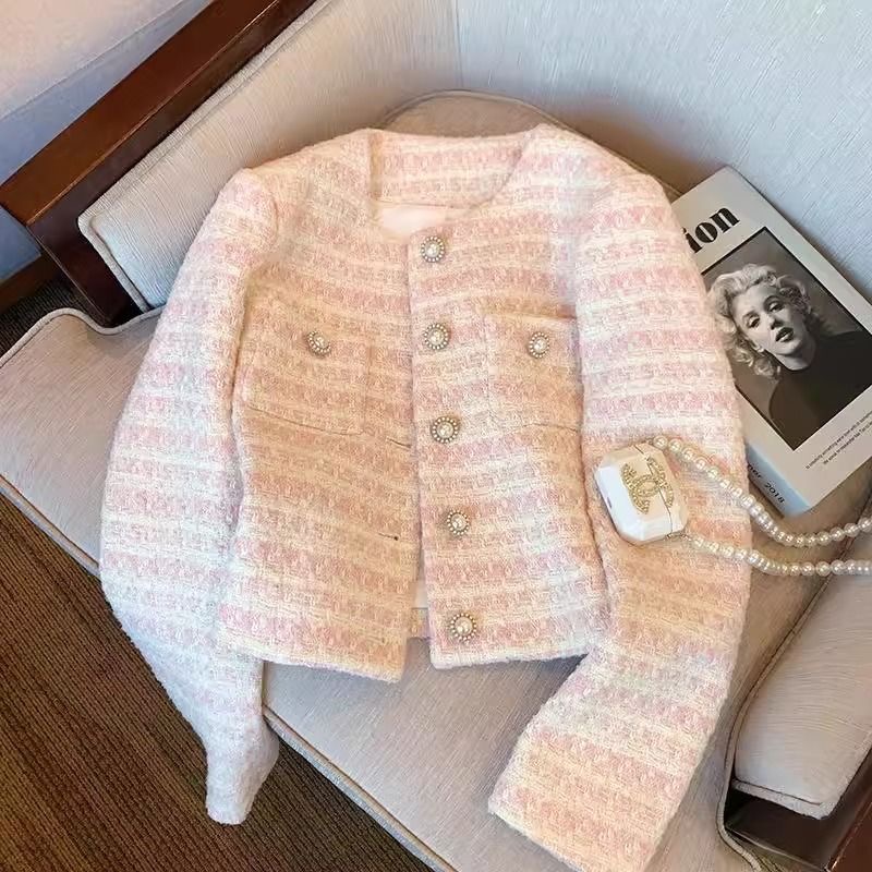 Veste a col rond unie avec clous pour femmes
