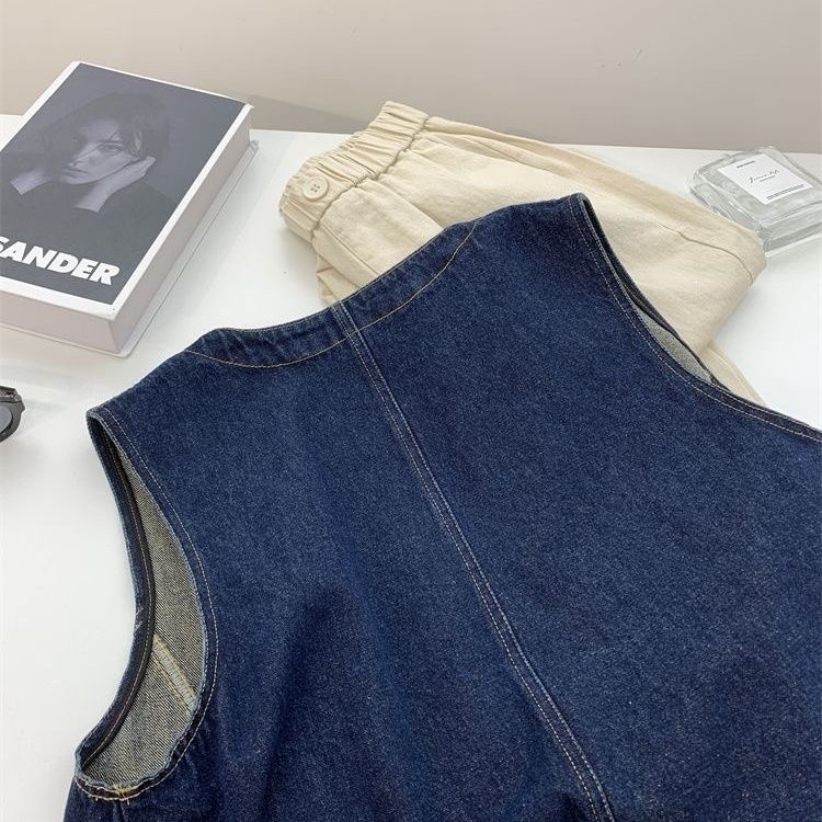 Gilet en jean delave bleu fonce