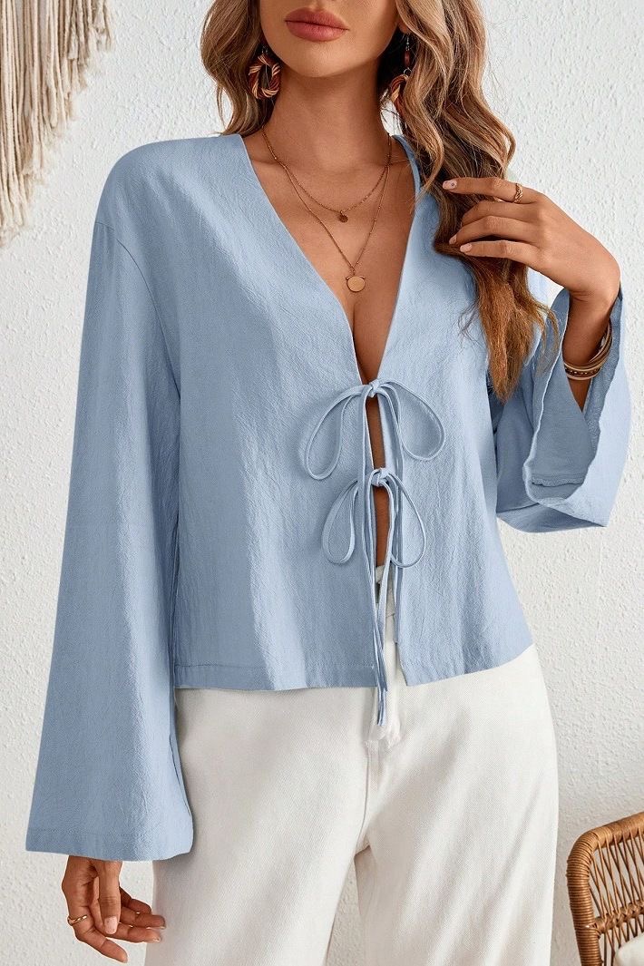 Blouse ample pour femmes a manches longues evasees