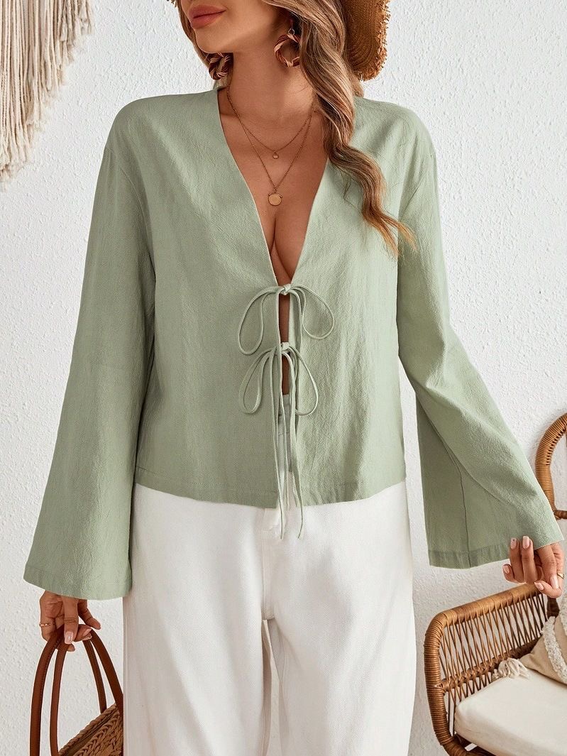 Blouse ample pour femmes a manches longues evasees