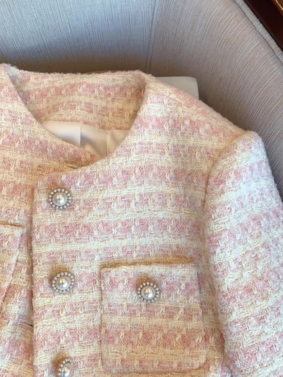 Veste a col rond unie avec clous pour femmes