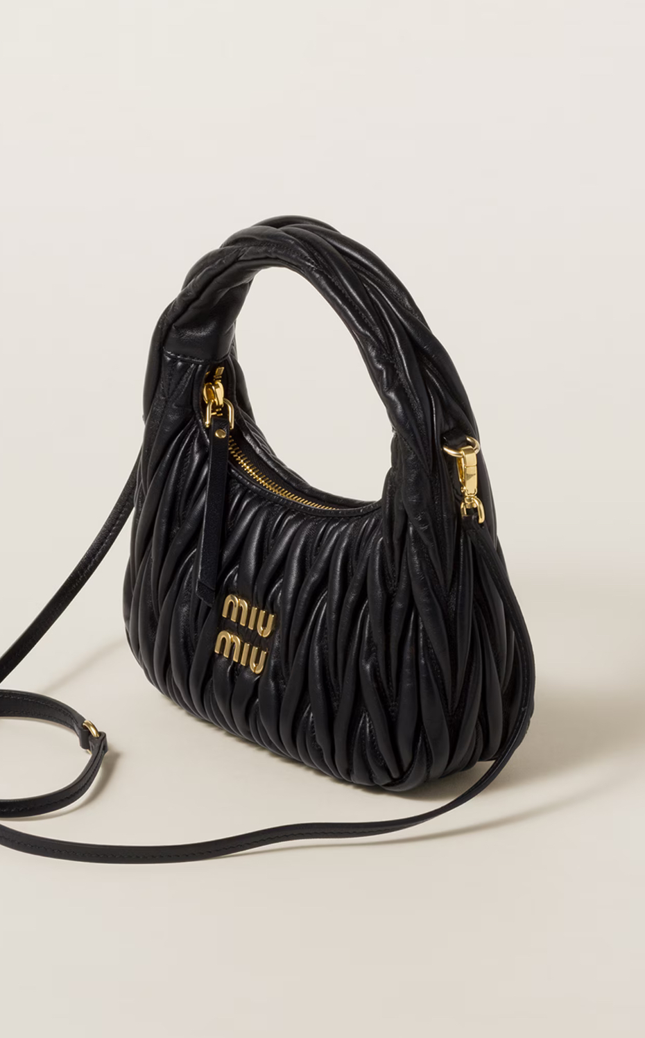 Wander matelassé nappa leather hobo Miumiu bag