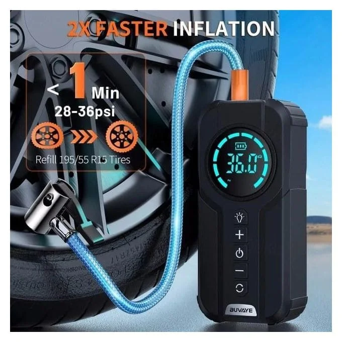 جهاز طوارئ السيارة الذكي – مضخة هواء + تشغيل بطارية السيارة + Power Bank