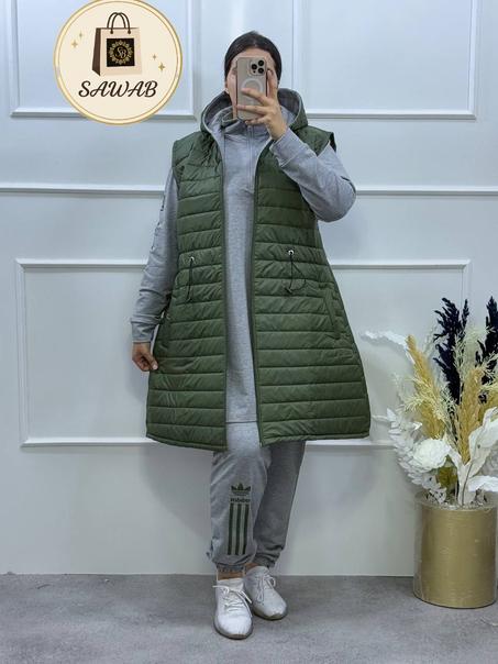 Veste longue sans manches pour femme