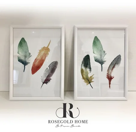 DUO DE CADRES IMPRIMÉS PLUMES