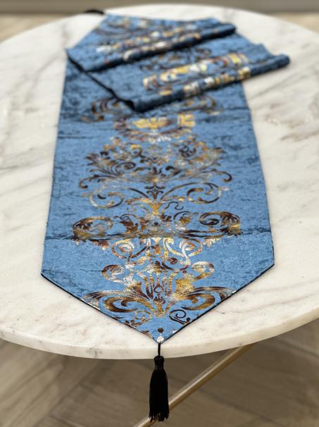 CHEMIN DE TABLE EN VELOURS : DIA BLUE