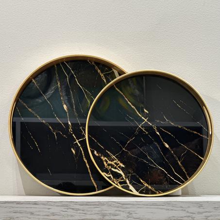 Duo de plateau en bois et verre