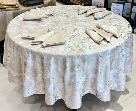NAPPE POUR TABLE RONDE : MARBRE BEIGE GOLD