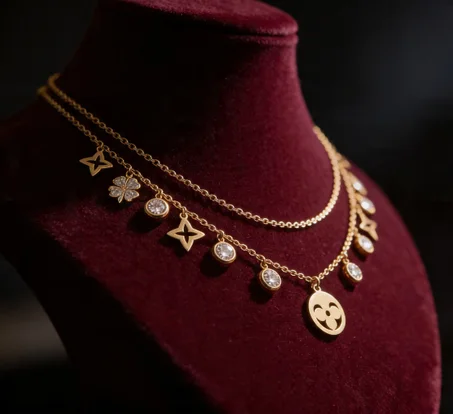 Collier "Éclat Stellaire" – Double Rang en Acier Inoxydable