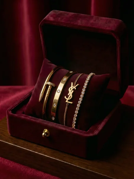 Coffret Prestige : Pack Royal de 4 Bracelets Iconiques – Finition Or & Cristaux