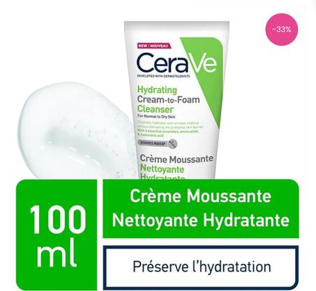 CeraVE Crème Moussante Nettoyante Hydratante 100ml