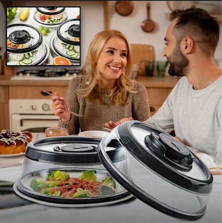 غطاء حفظ الطعام الشفافة بآلية شفط الهواء