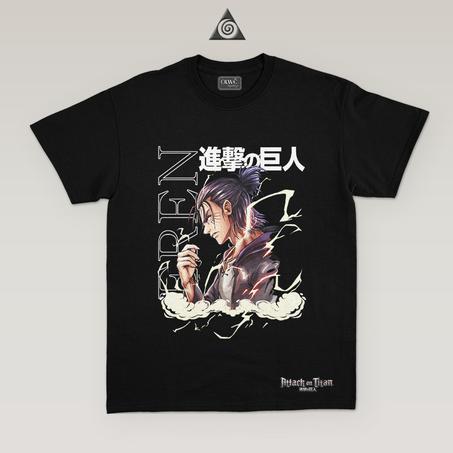 Anime T-shirt AOT Eren Noir.