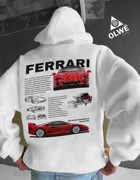 Ferrari F40 white Hoodie