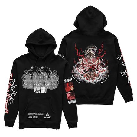 Anime Hoodie (Eren Yeagar/AOT) Noir