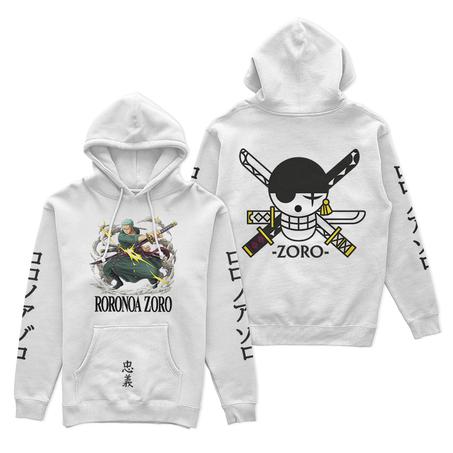 Anime Hoodie (Roronoa Zoro) Blanc