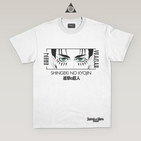 Anime T-shirt Eren Blanc.