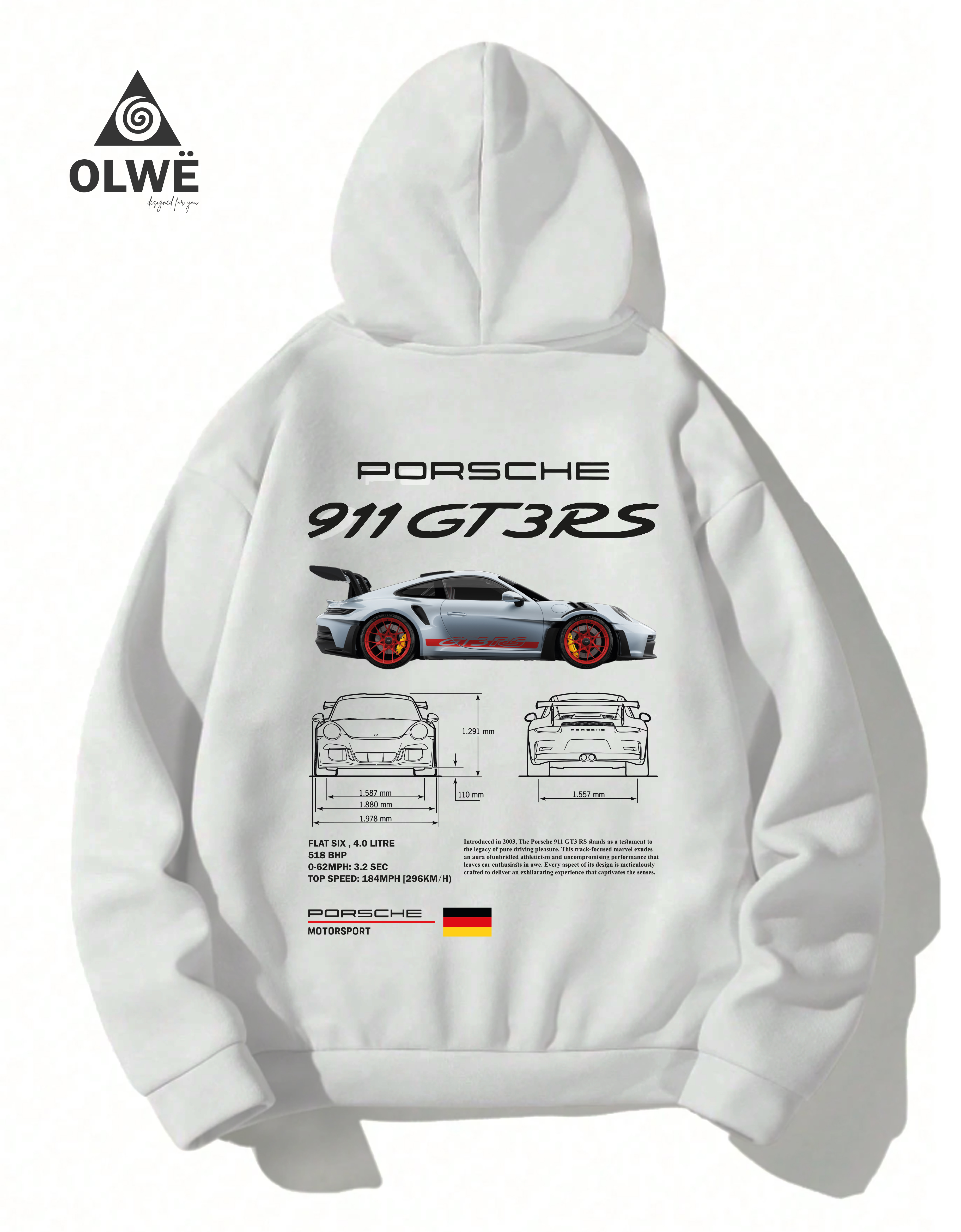 Porsche 911 white Hoodie