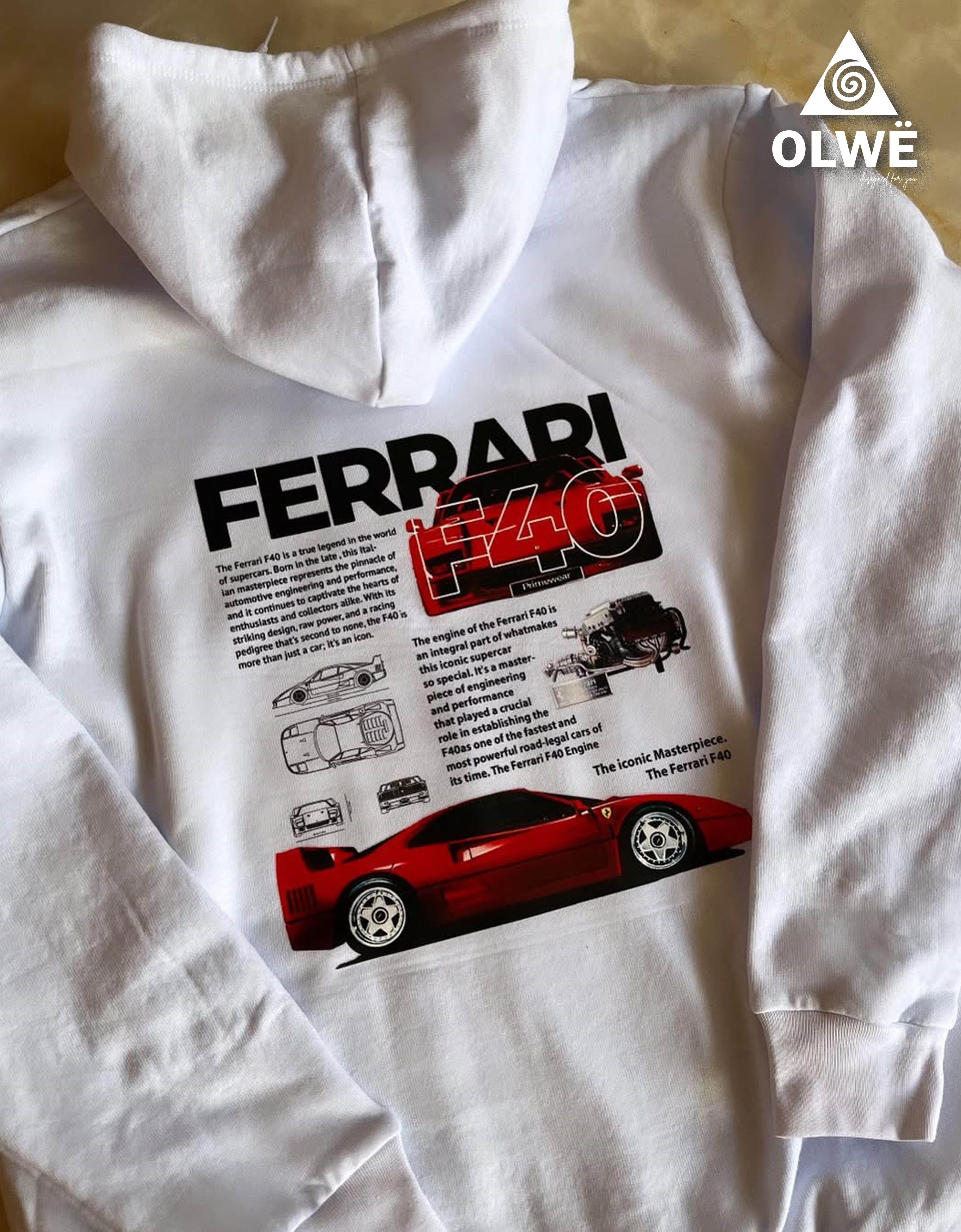 Ferrari F40 white Hoodie