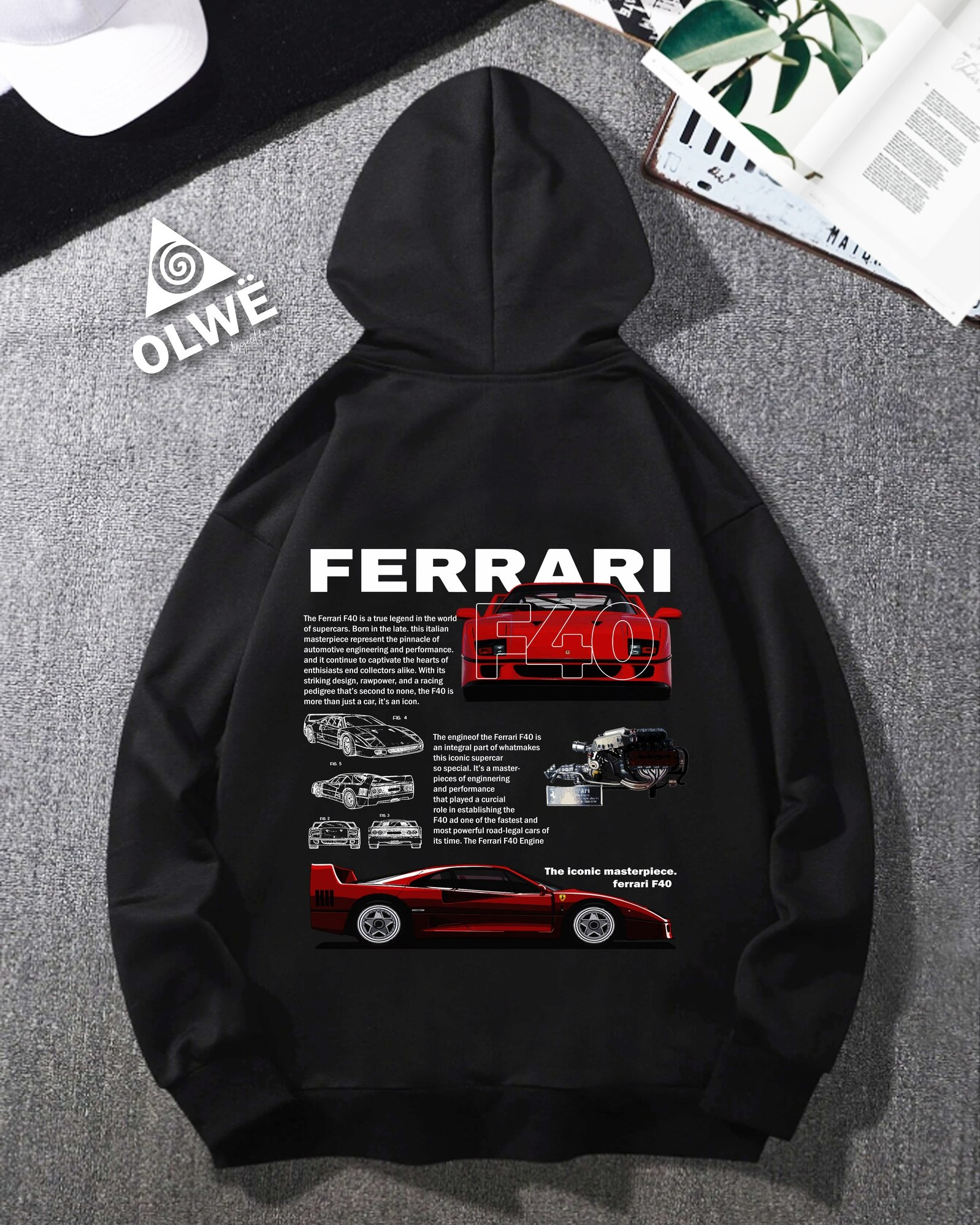 Ferrari F40 black Hoodie