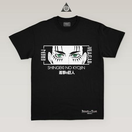 Anime T-shirt Eren Noir et Blanc.
