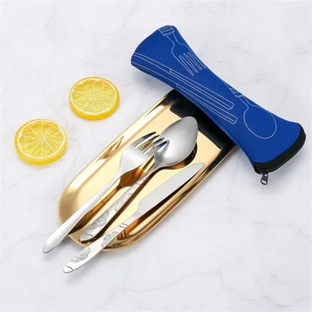 🔥 مجموعة أدوات مائدة محمولة مع حقيبة بسحاب – مثالية للنزهات والسفر🔥