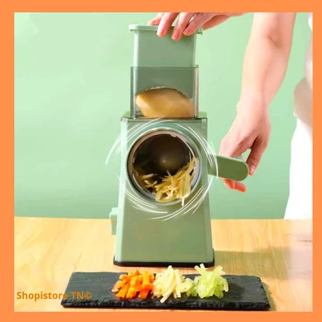 3en1 Coupe-légumes circulaire multifonctionnel et robuste, hachoir, râpe, outil de cuisine.