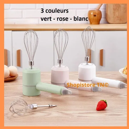 2en1 Mélangeur électrique sans fil-Rechargeable par USB- batteur d'œufs