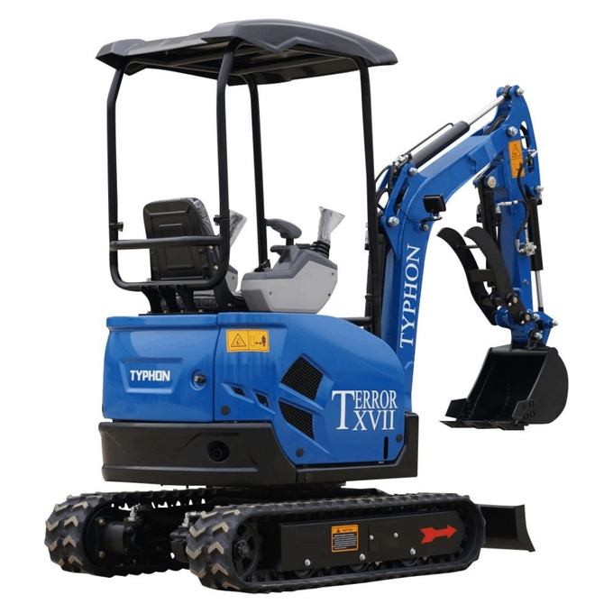 2025 3,800 lb TYPHON TERROR XVII Mini Excavator Rubber Track with Kubota D902 Diesel Engine USA
