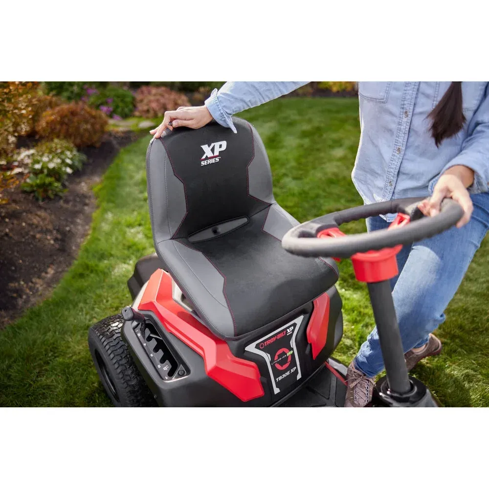 Troy Bilt XP 30 in. 56-Volt MAX 30 Ah Battery Lithium-Ion Electric Drive Cordless Riding Lawn Tractor with Mulch Kit Included