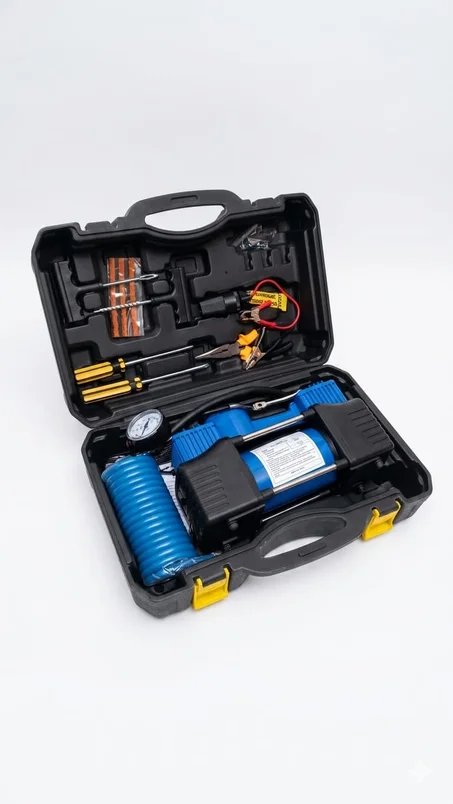 Gonfleur 150 PSI voiture 2 cylindres + boîte à outils