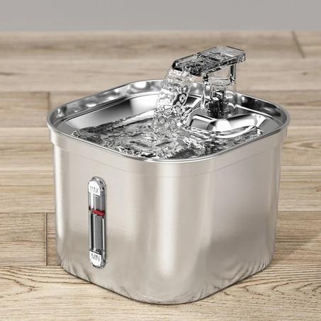 نافورة الفولاذ المقاوم للصدأ التلقائي موزع المياه للحيوانات الأليفة