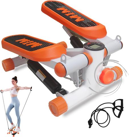 جهاز خطوات صغير محمول مع حزام مقاومة وشاشة LCD , الجذع قابل للتعديل لتمارين الارداف والساقين والخصر وعضلات البطن