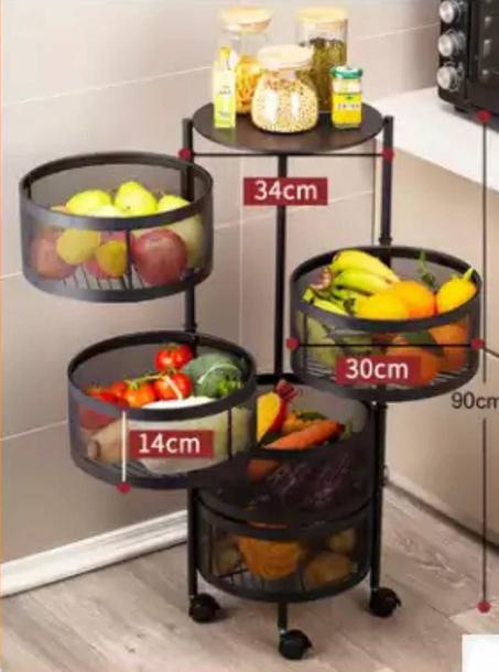 رفوف قابلة للتدوير لتخزين المطبخ