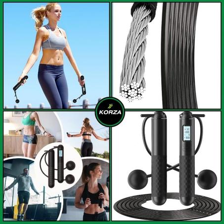 حبل قفز ذكي بدون حبل – بعداد رقمي LED | تصميم لاسلكي بكرات وزن | قابل للتعديل لجميع الأعمار