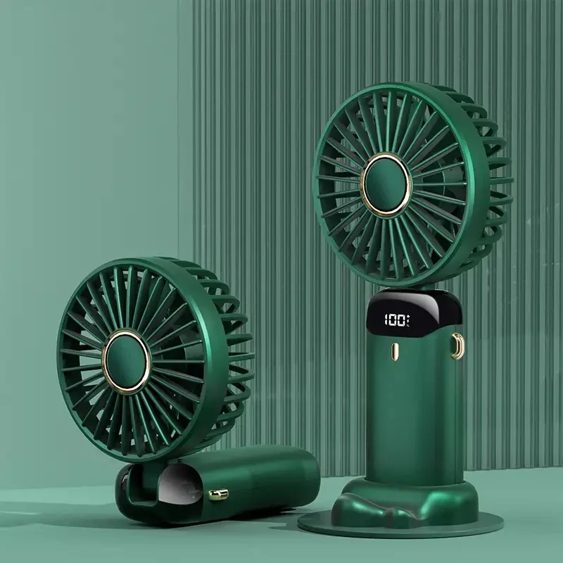 Ventilateur Portable Rechargeable à Affichage Numérique LED, Réglable à 90 °, 5 Vitesses, Mini Aromathérapie