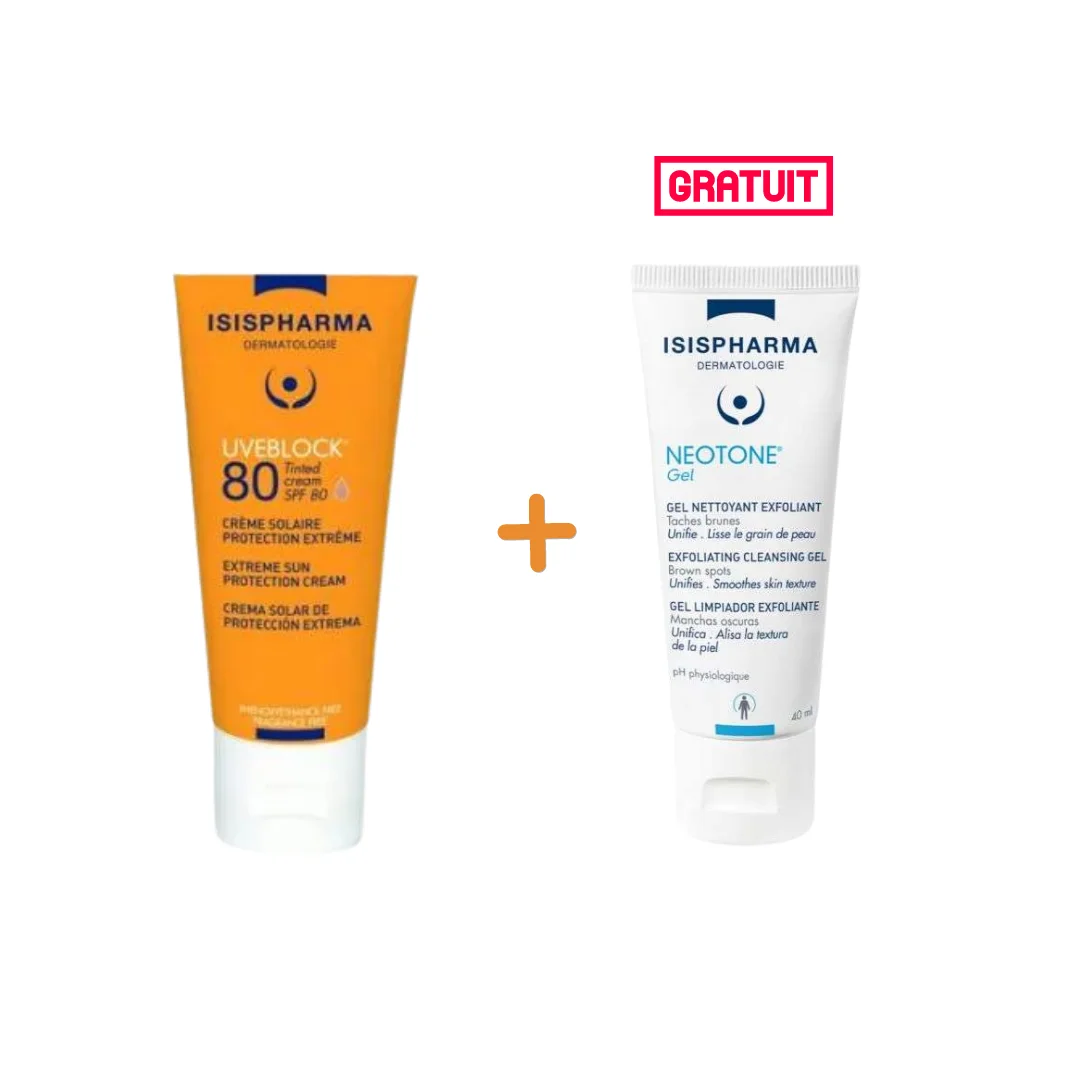ISISPHARMA Pack UVblock 80 TEINTE + NEOTONE GEL | 40ML