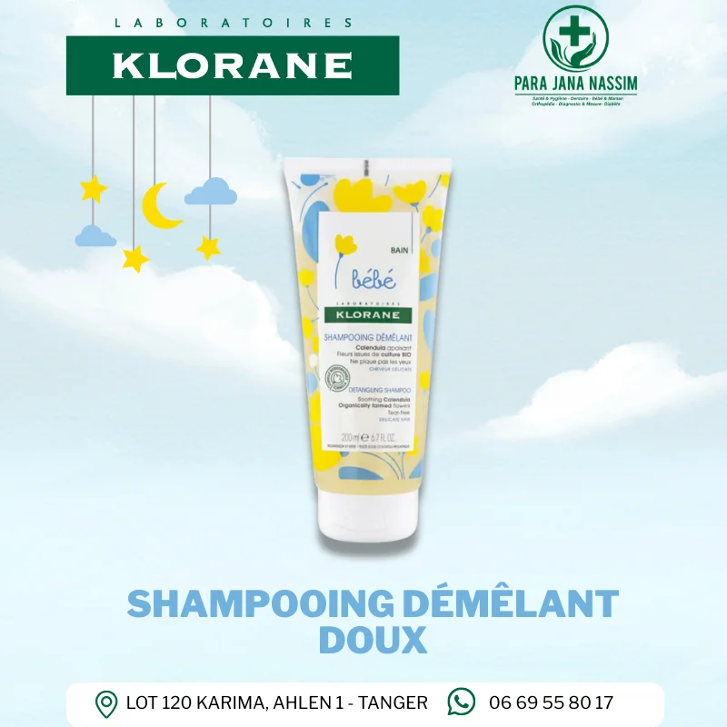 Klorane - Shampoing démêlant au Calendula apaisant - Bébé - Cheveux délicats 200 ml