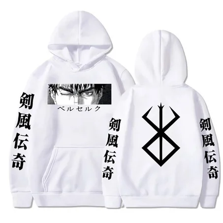 Bersker Anime Hoodie Harajuku Graphic Autumn Pullover Fashion