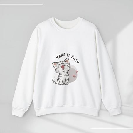 Take it Easy Cat - Crewneck Sweatshirts