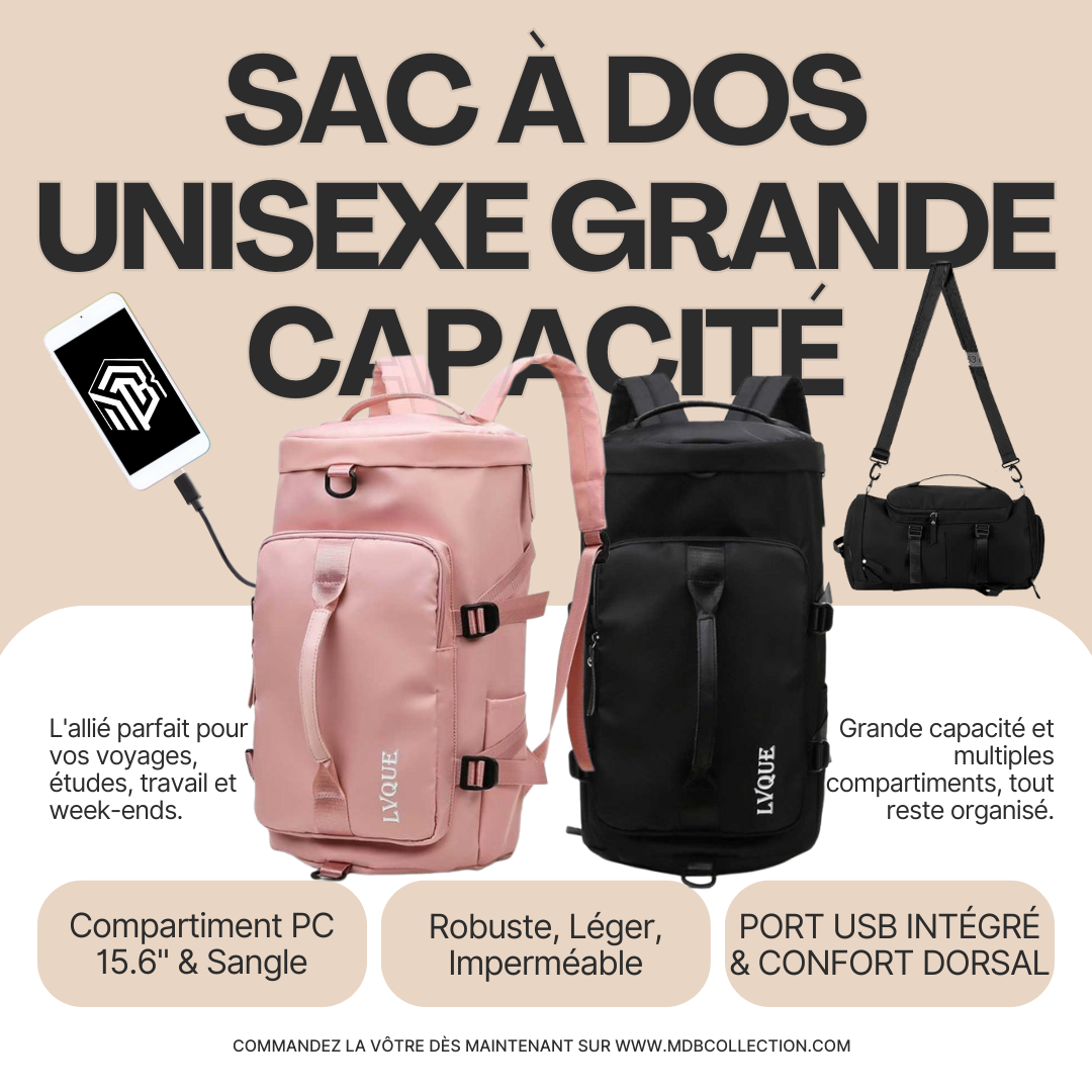 Sac à Dos Unisexe Grande Capacité – Voyage & Travail
