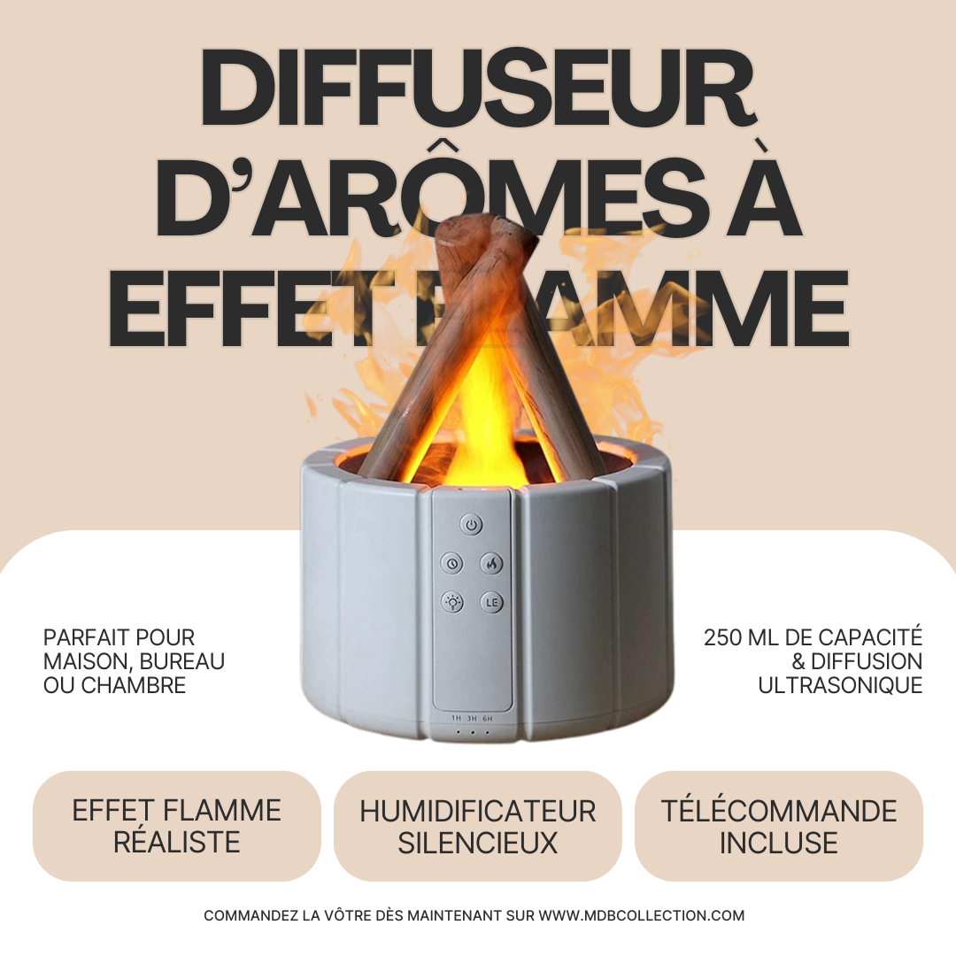Diffuseur d’Arômes à Effet Flamme  – Humidificateur d’Air et Lampe Ambiance