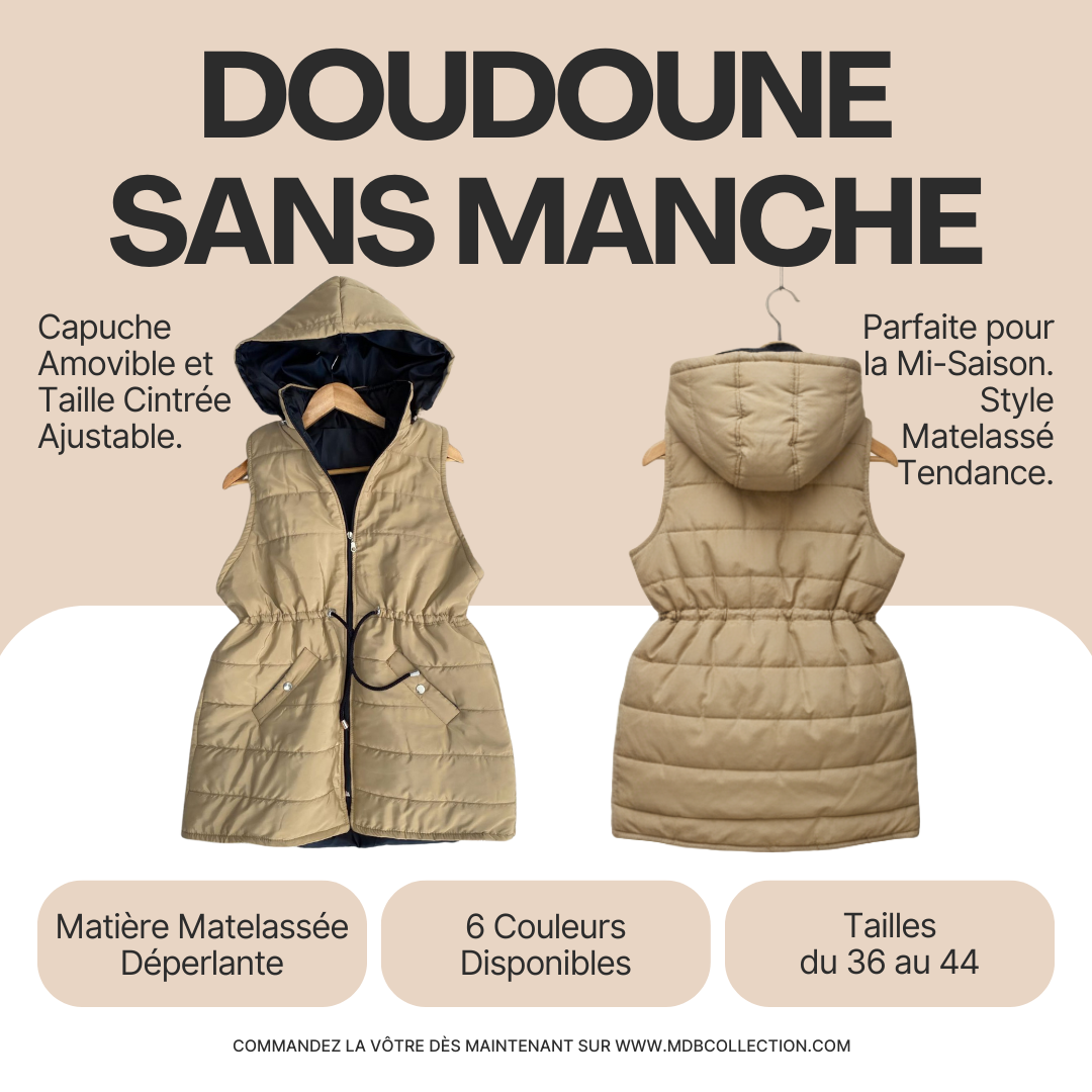 Gilet Doudoune Matelassée Ajustable Femme - 6 Couleurs