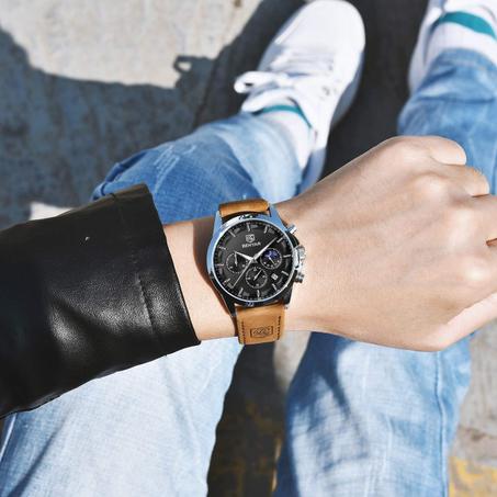 MONTRE  Hommes Top Luxe Étanche Bracelet En Cuir