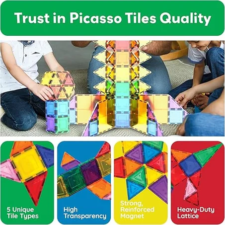 مجموعة من 100 قطعة من بلاط البناء المغناطيسي الشفاف ثلاثي الابعاد من 100 قطعة، الواح بناء ابداعية تفوق الخيال، ملهمة، ترفيهية، تعليمية تقليدية، بلاستيك