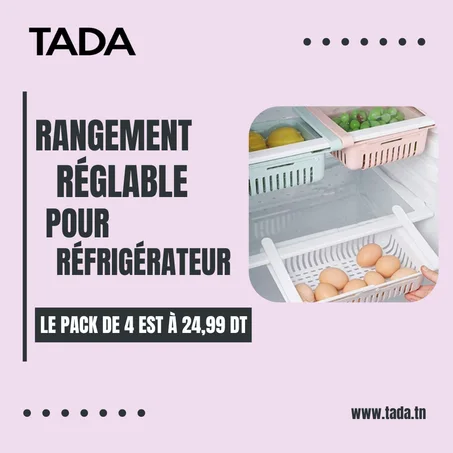 Pack de 4 rangements réglables pour réfrigérateur